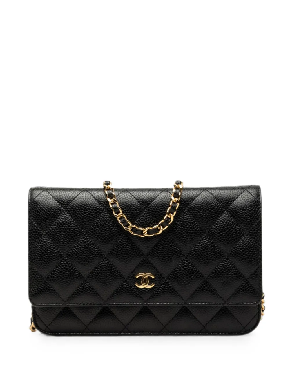 CHANEL Pre-Owned 2018-2019 CC Quilted Caviar Wallet on Chain crossbody bag - Schwarz