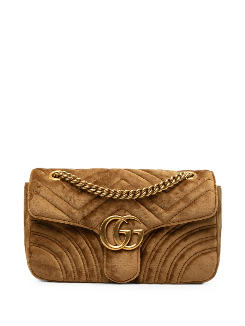 Gucci Pre-Owned 2000-2015 Medium GG Marmont Matelasse Velvet shoulder bag - Braun