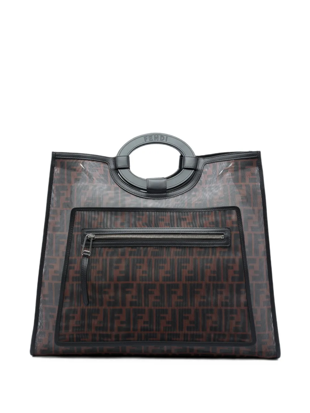 Fendi Pre-Owned 2016-2026 Large FF 1974 Mesh Runaway Shopper Tote satchel - Marrone