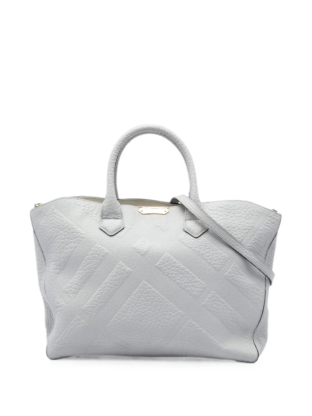 Burberry Pre-Owned 2000-2017 Elephant Embossed Calfskin Check Dewsbury satchel - Grau