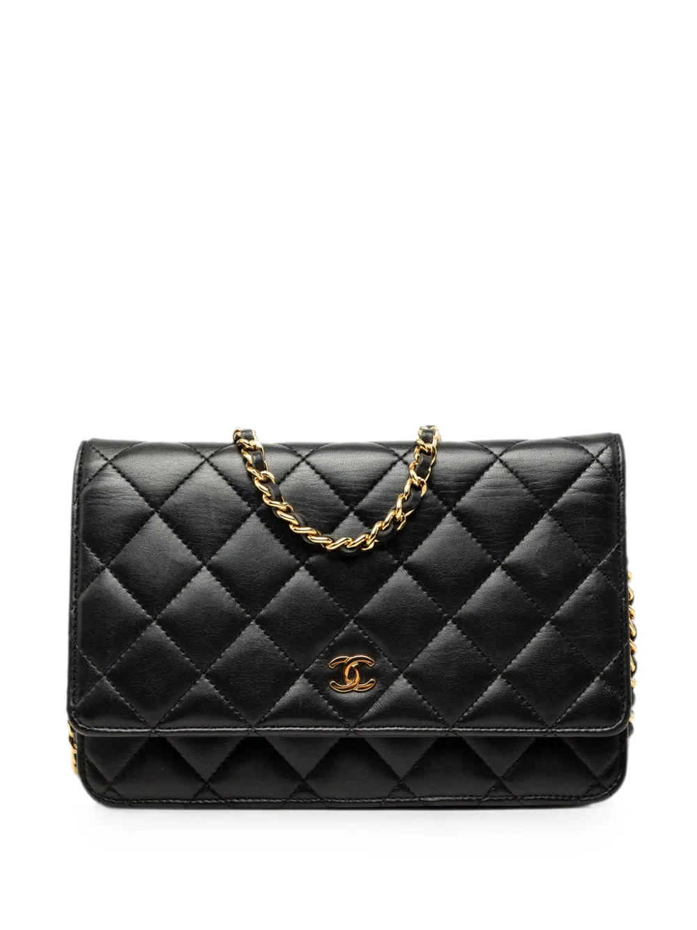 CHANEL Pre-Owned 2015-2016 CC Quilted Lambskin Wallet On Chain crossbody bag - Schwarz