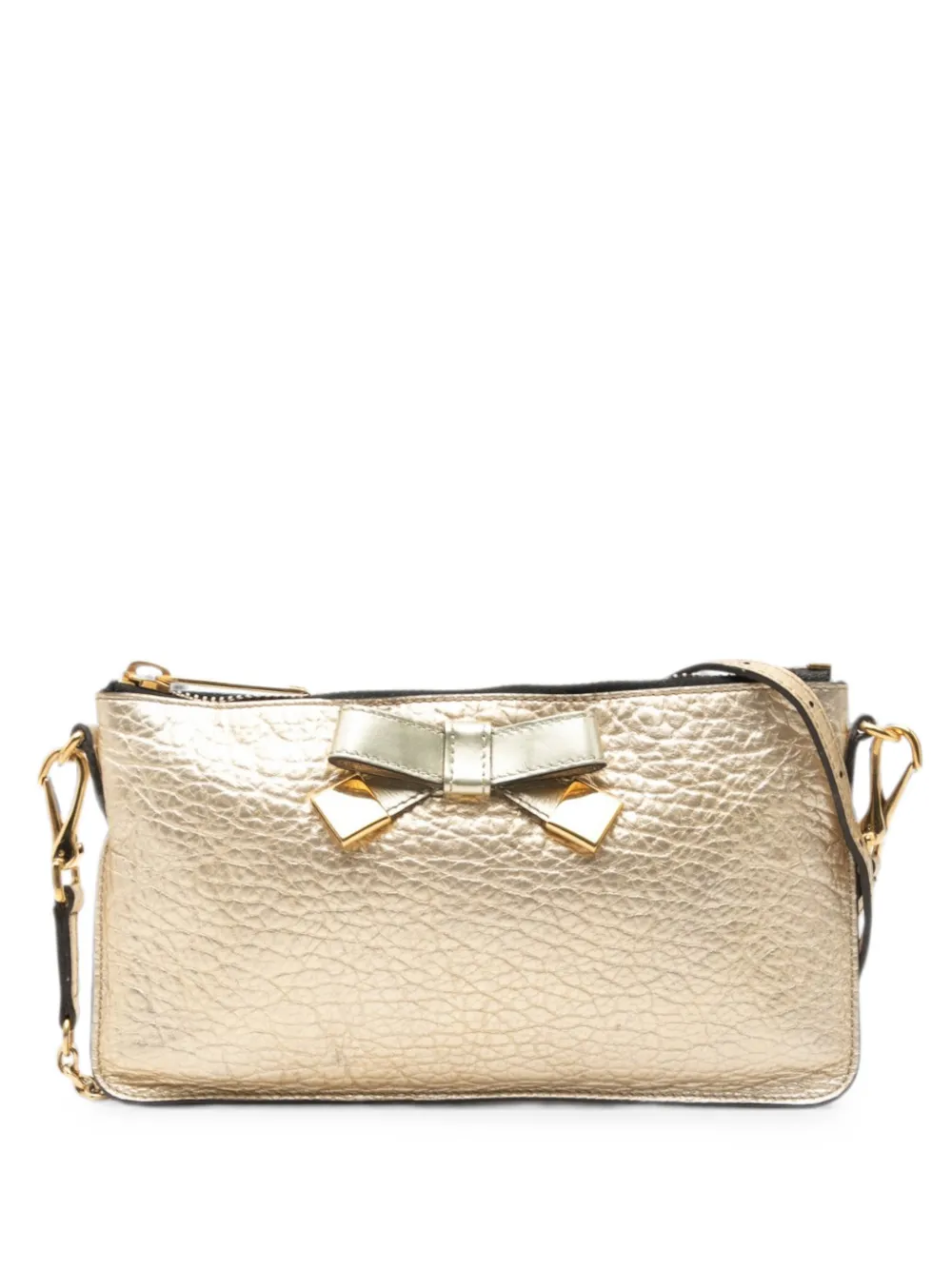 Burberry Pre-Owned 2000-2017 Metallic Leather Peyton Bow crossbody bag - Gold