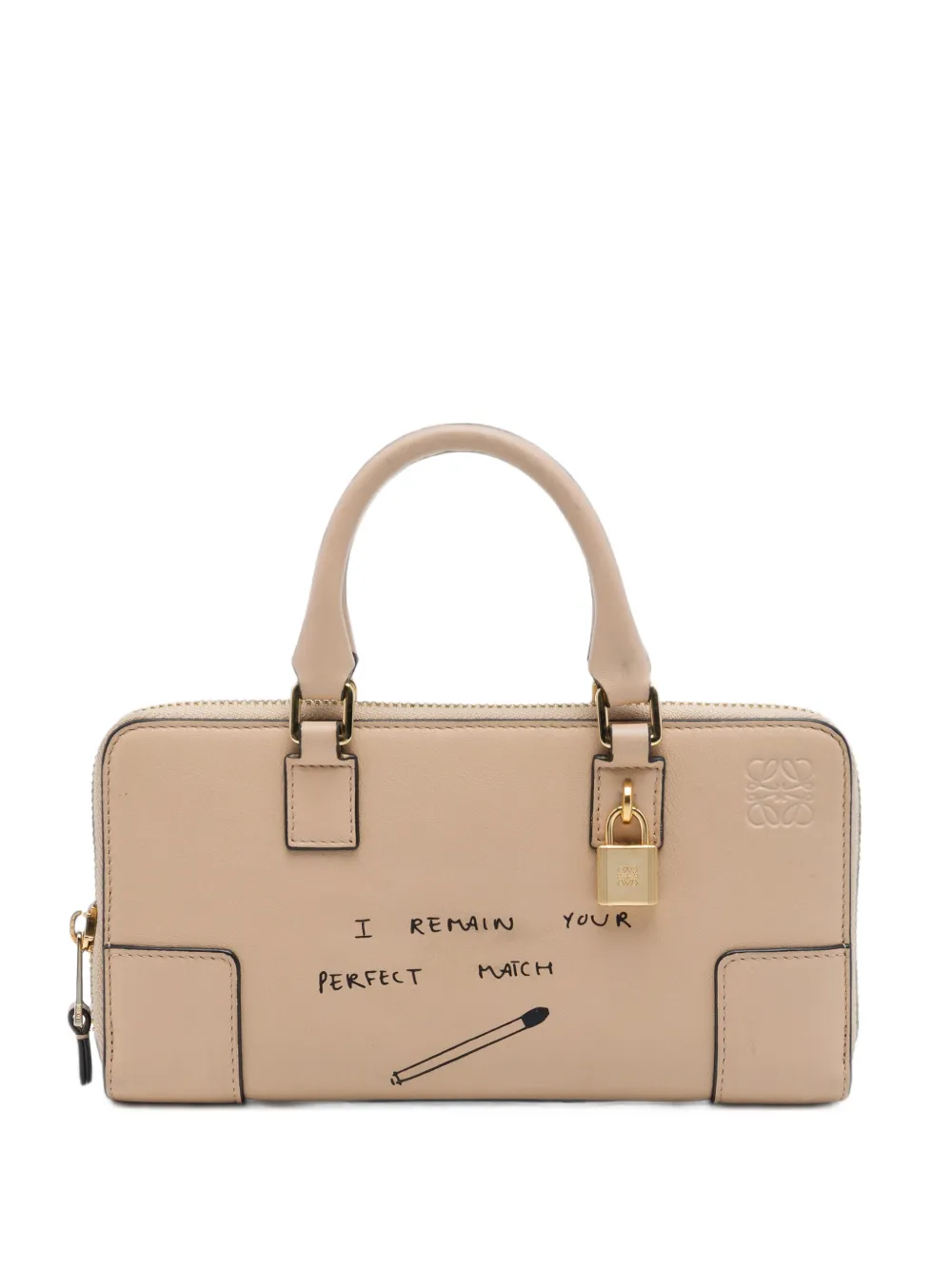 Loewe Pre-Owned 2022 Joe Brainard Words Leather Amazona Pouch satchel - Nude