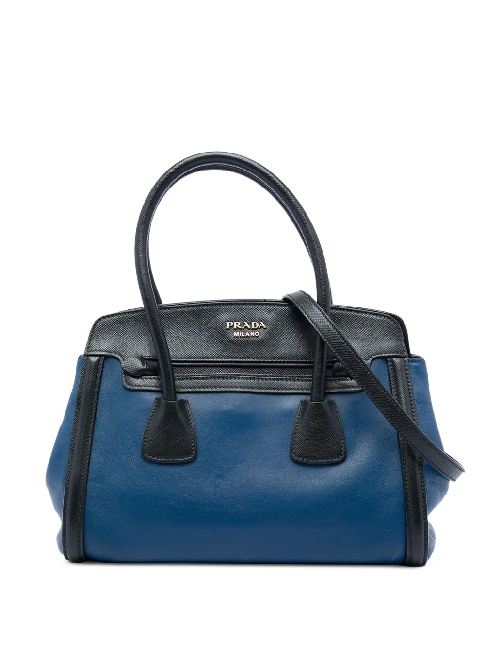 Prada Pre-Owned 2013-2026 Bicolor Saffiano Trimmed City Calf Double Zip satchel - Blu