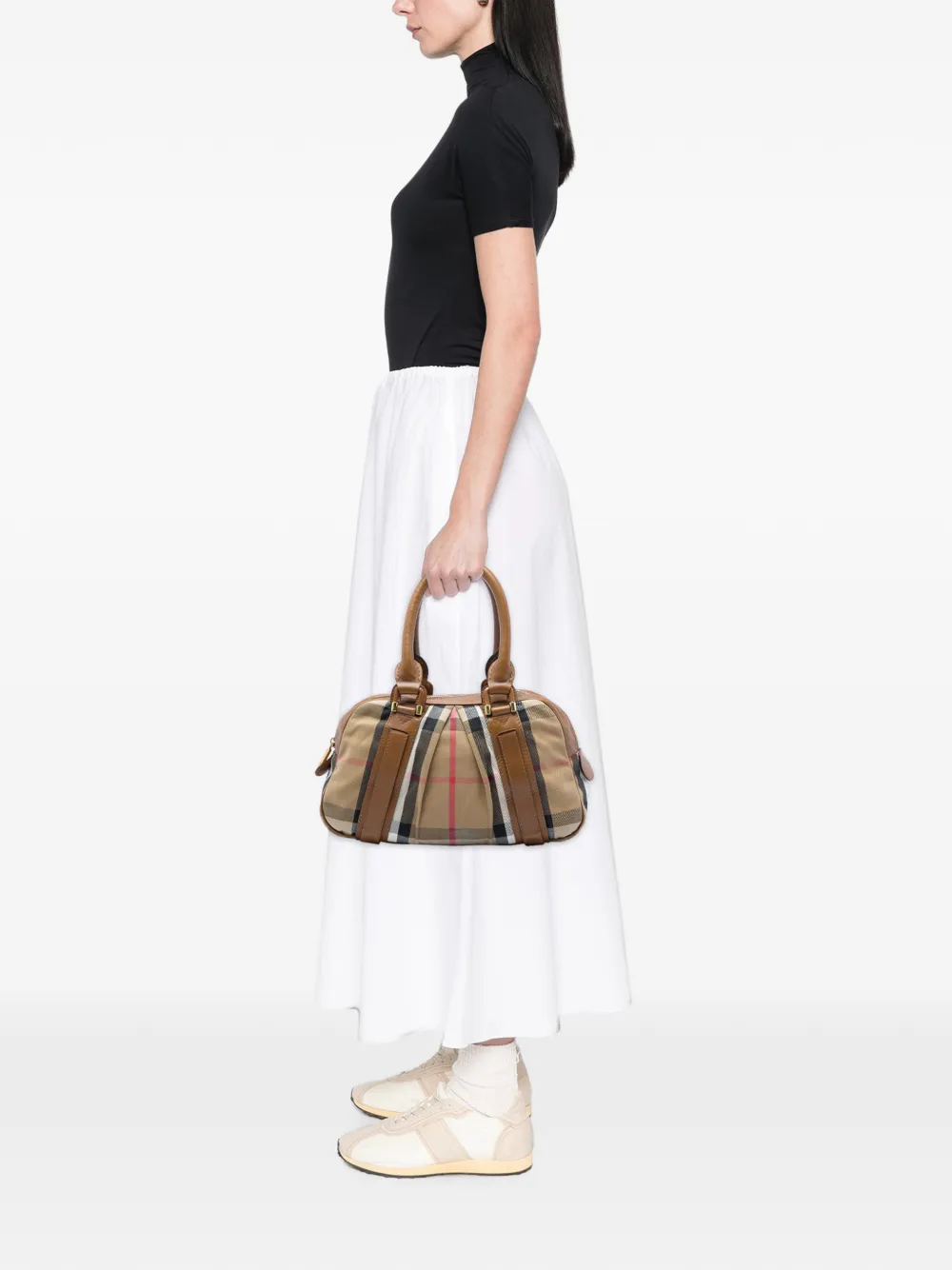 Burberry Pre-Owned 2000-2017 House Check Canvas Ashbury Knight handbag - Nude