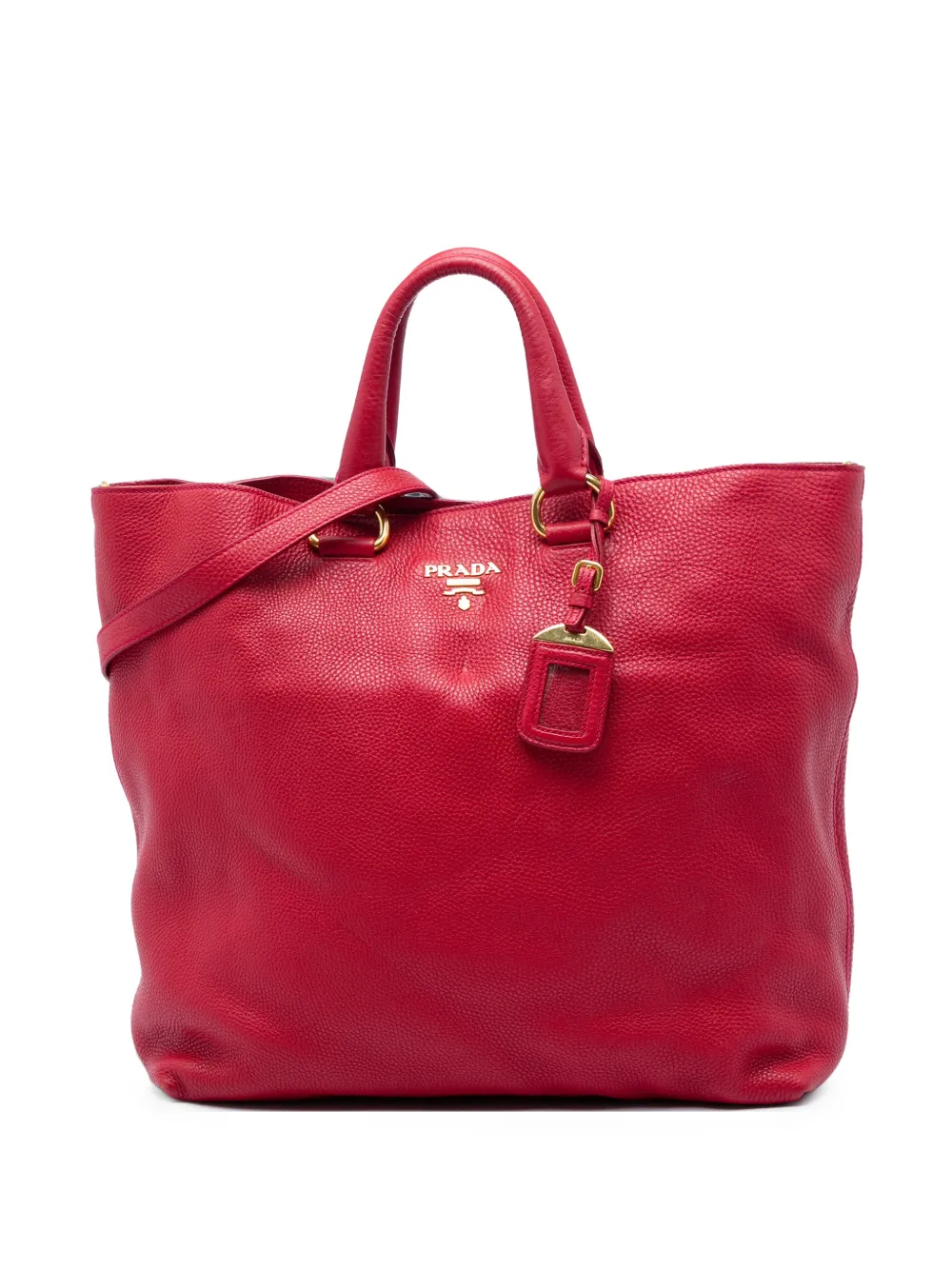 Prada Pre-Owned 2010-2026 Vitello Daino Open Convertible Tote satchel - Rosso