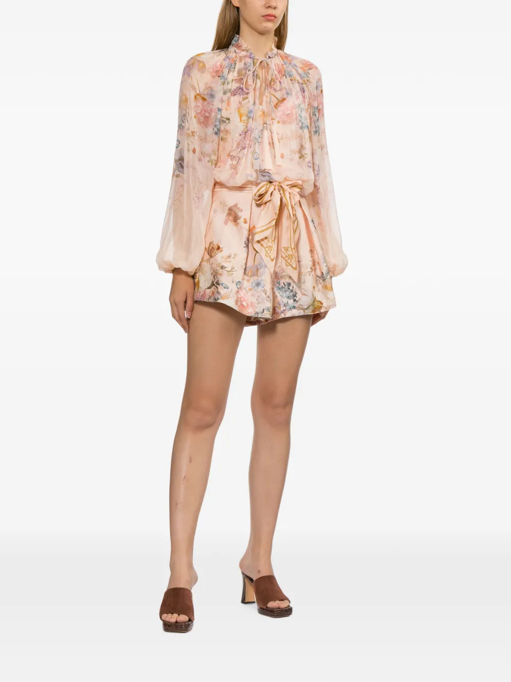 ZIMMERMANN Valiant gesmockte shorts Oranje