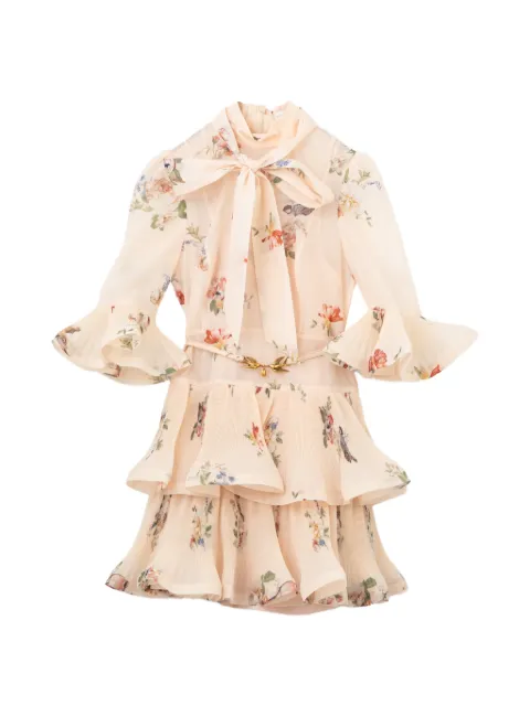 ZIMMERMANN vestido corto con pliegues y manga larga