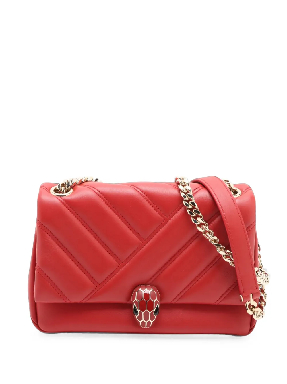 Bvlgari Pre-Owned 2019-2026 Serpenti Cabochon Umhängetasche aus Leder mit Kette - Rot