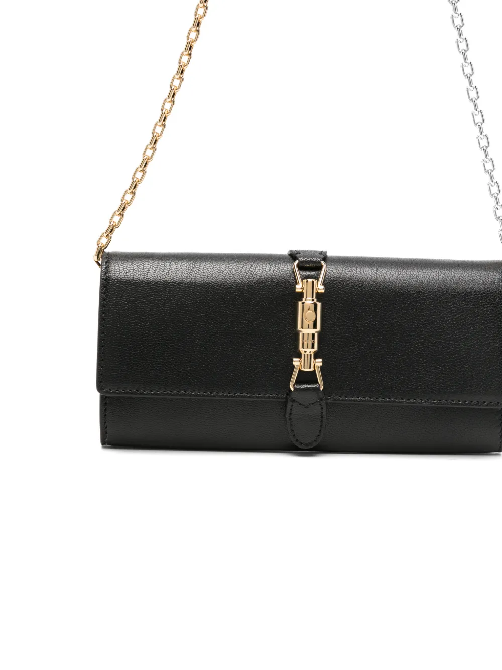 Gucci Jackie leren portemonnee met ketting Zwart