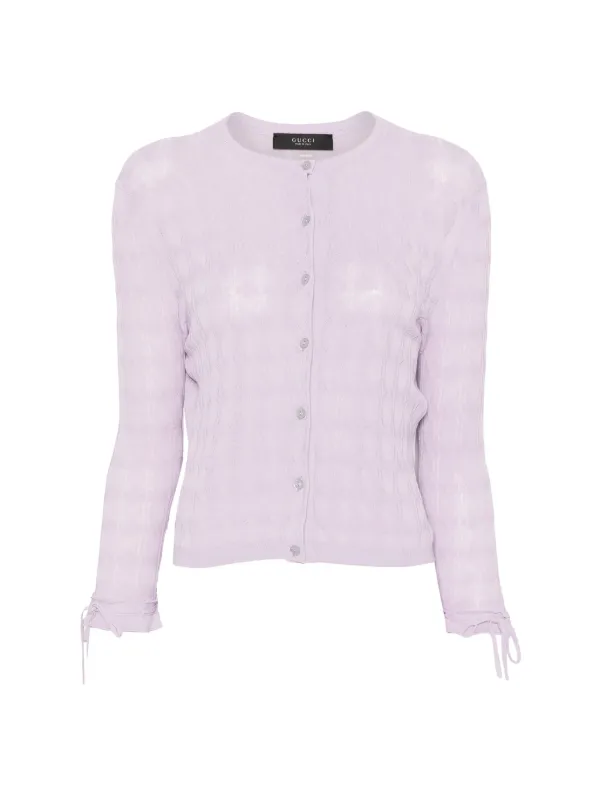Gucci Cable-knit Tie-cuff Cardigan in Purple