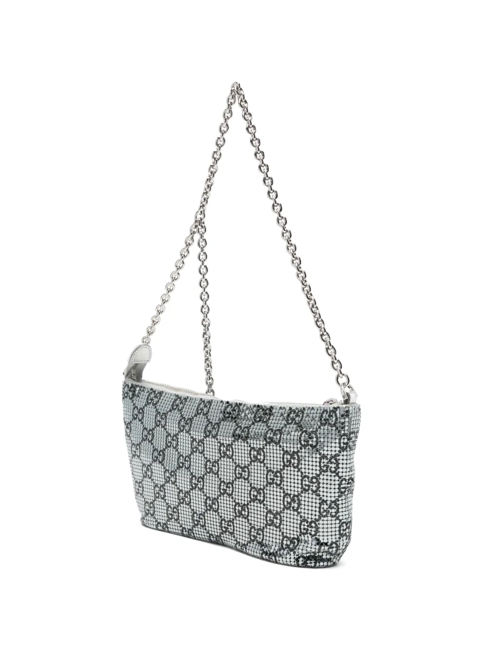Gucci metallic evening bag with charm Zilver