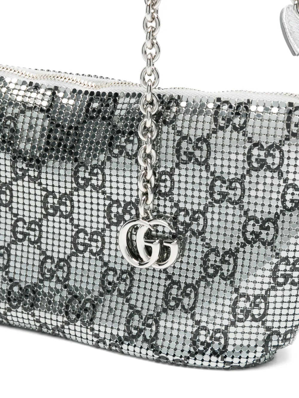 Gucci metallic evening bag with charm Zilver