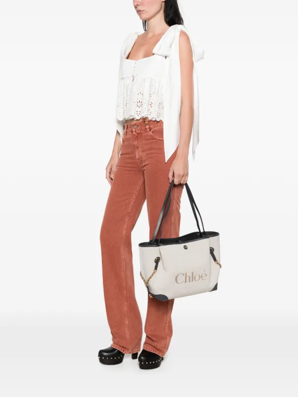 Chloé Chloé Clover Double Carry Bag In Canvas | Neutrals | FARFETCH