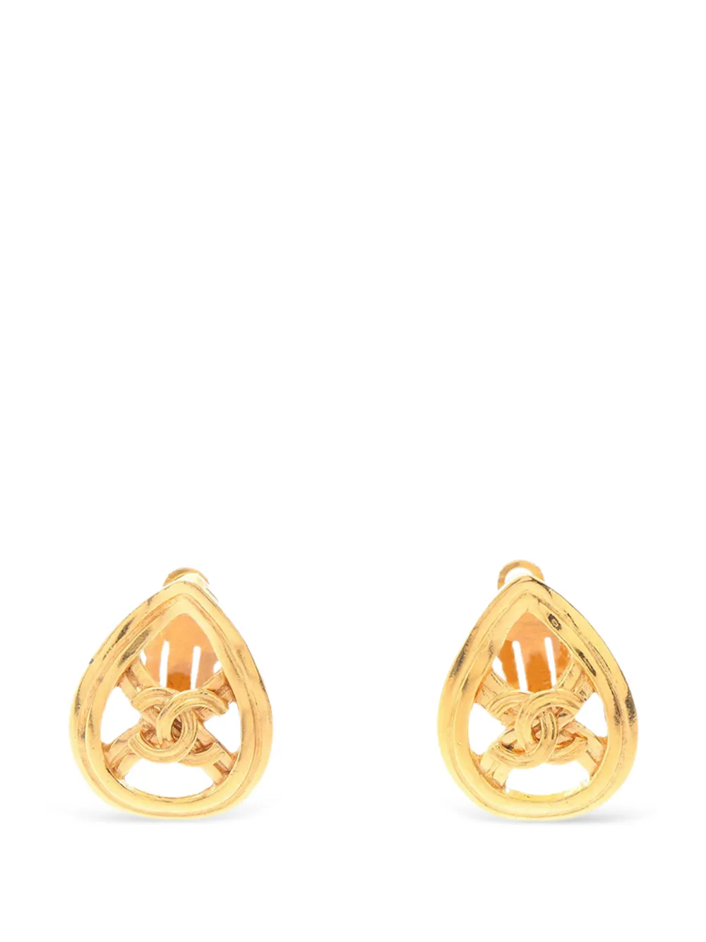 CHANEL Pre-Owned Orecchini pendenti a clip CC placcati in oro 1996