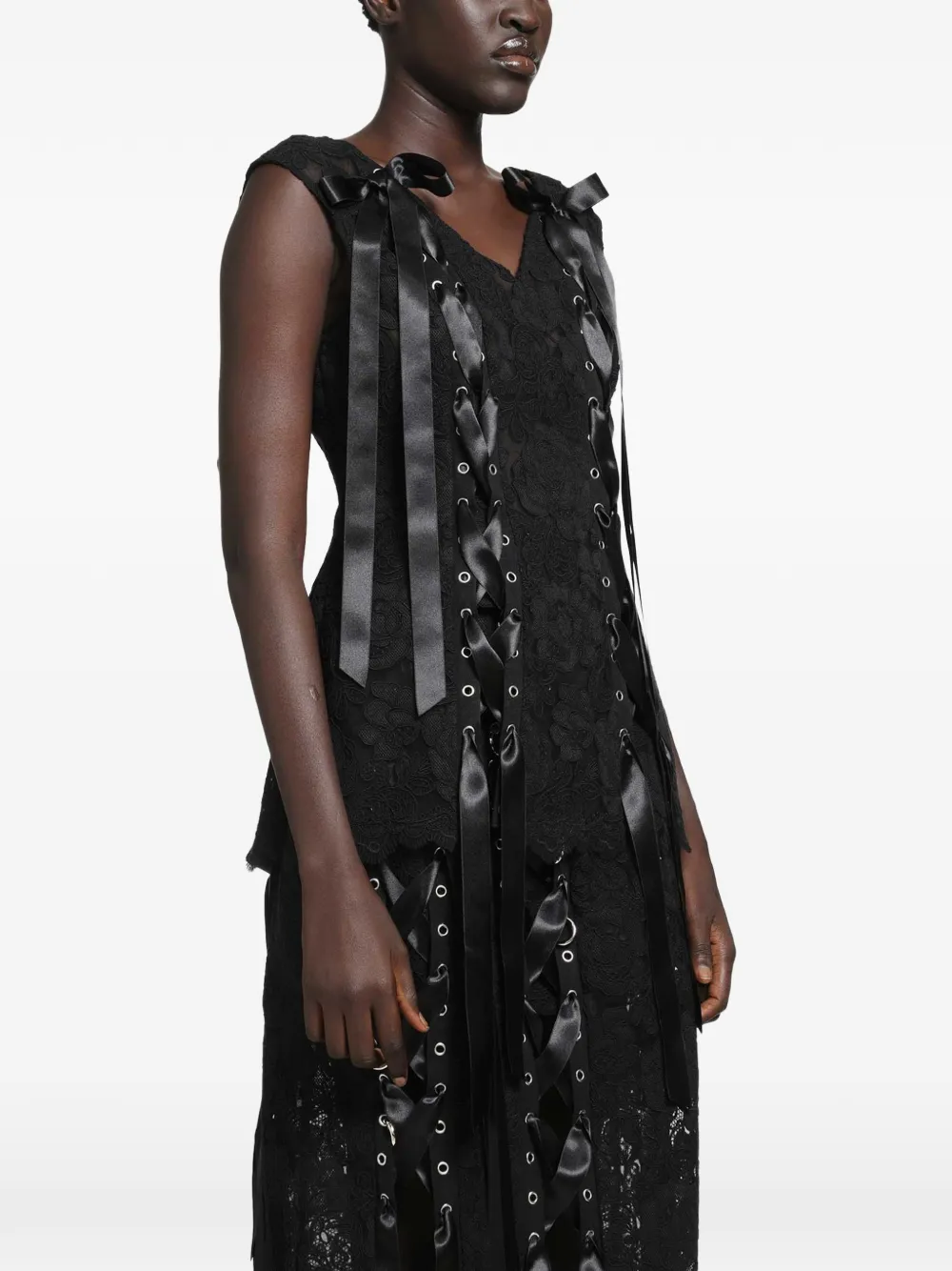 Simone Rocha Top met veters Zwart