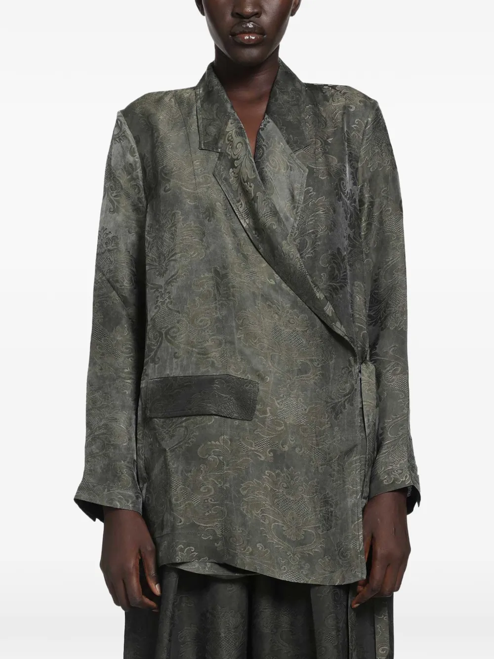 Uma Wang wrap-fastening blazer - Grün