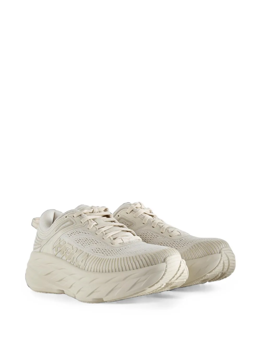 HOKA Bondi 7 panelled low-top sneakers Beige
