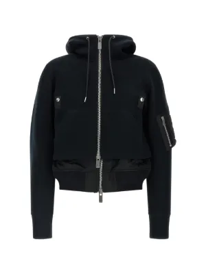 Sacai ジップアップ パーカー | ブラック | FARFETCH JP