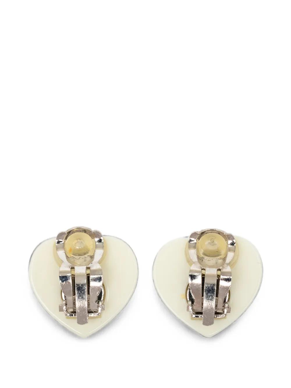 CHANEL Pre-Owned 2004 CC Resin Heart Clip On Earrings costume earrings - Weiß