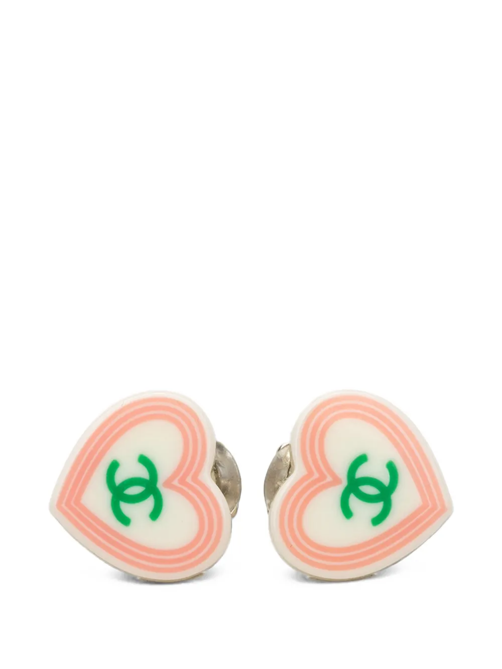 CHANEL Pre-Owned 2004 CC Resin Heart Clip On Earrings costume earrings - Bianco