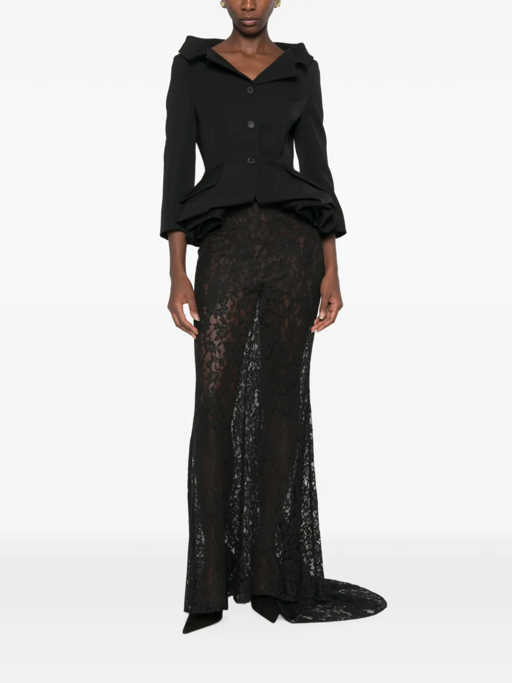 Magda Butrym Off-shoulder peplum jack Zwart