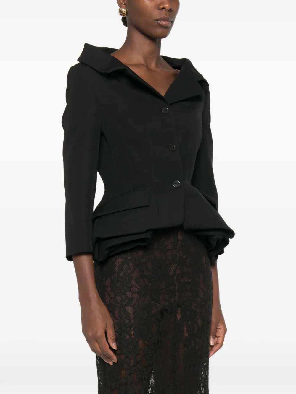 Magda Butrym Off-shoulder peplum jack Zwart