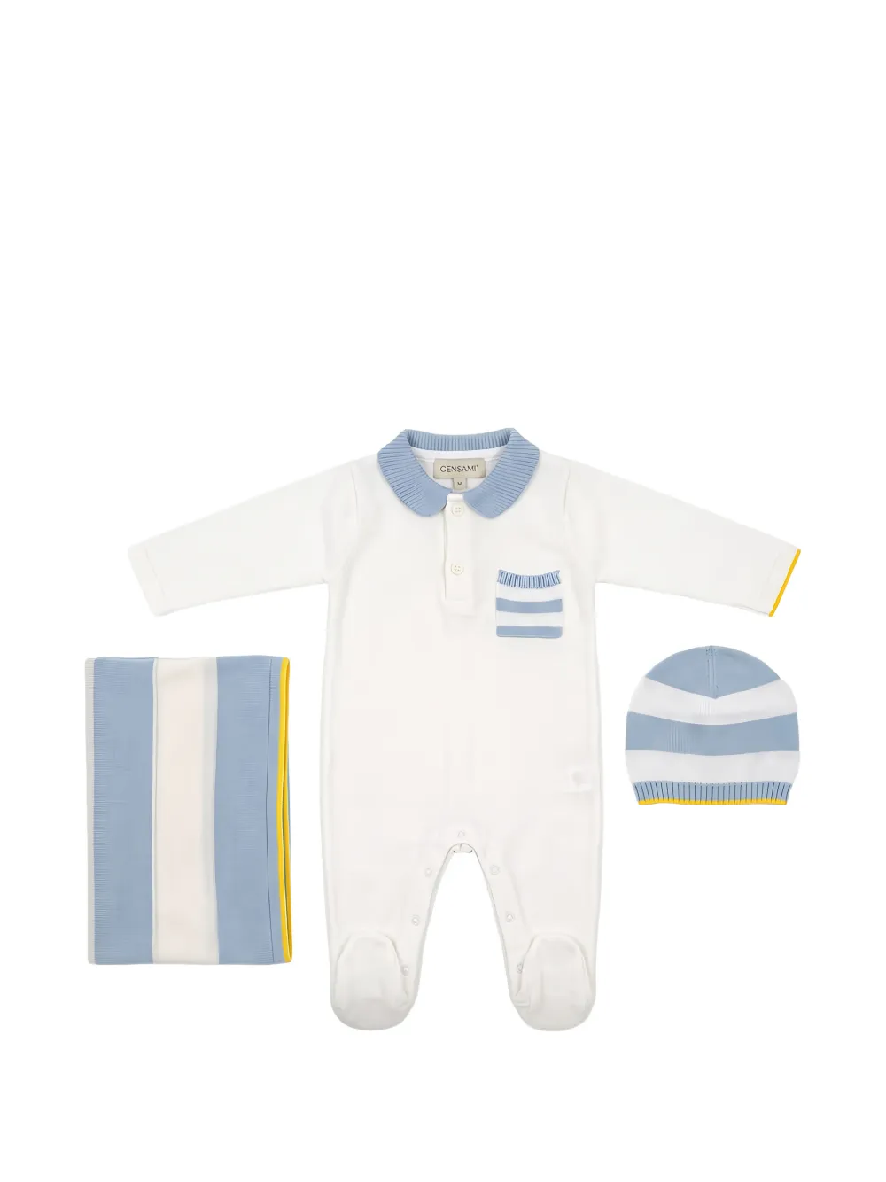 Gensami kids striped-pocket babygrow set (set of three) - Blau