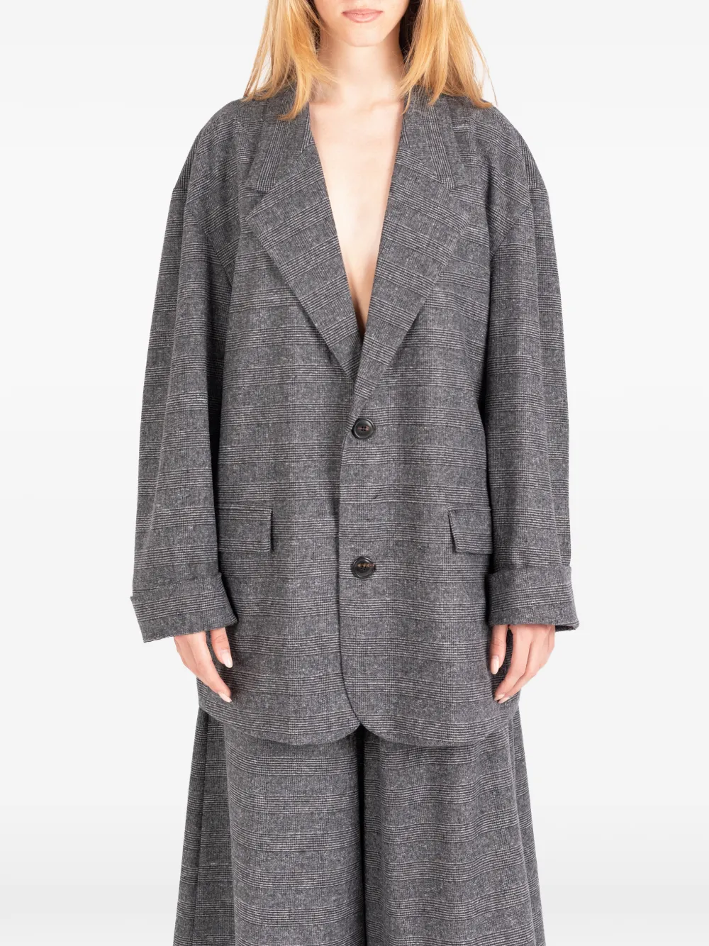 Société Anonyme Geruite wollen blazer Grijs