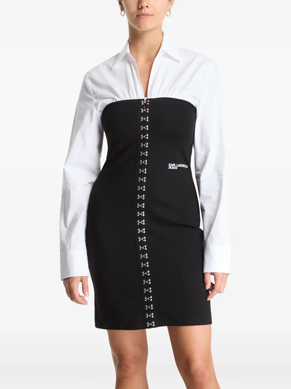 Karl Lagerfeld Jeans Gelaagde mini-jurk met haak en oog Zwart