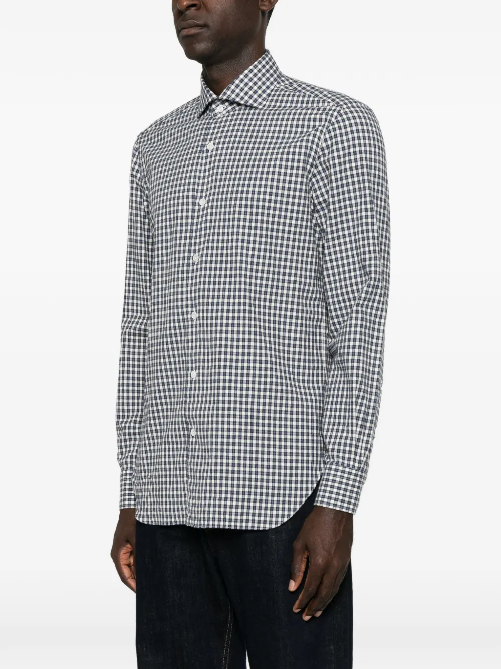 Barba Overhemd met gingham ruit Blauw