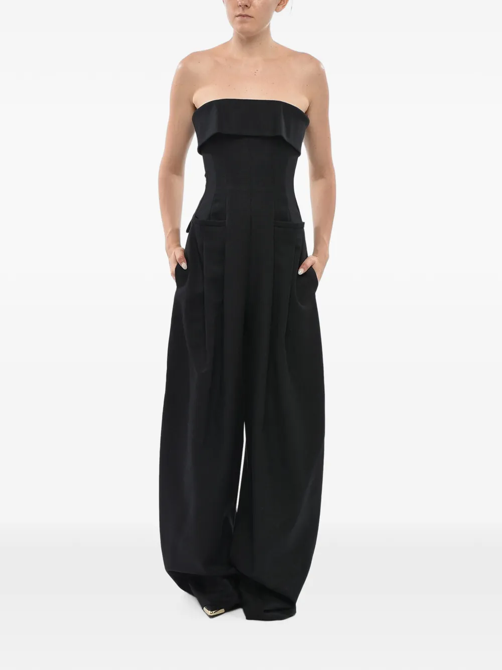 DSQUARED2 strapless wide-leg wool jumpsuit - Schwarz