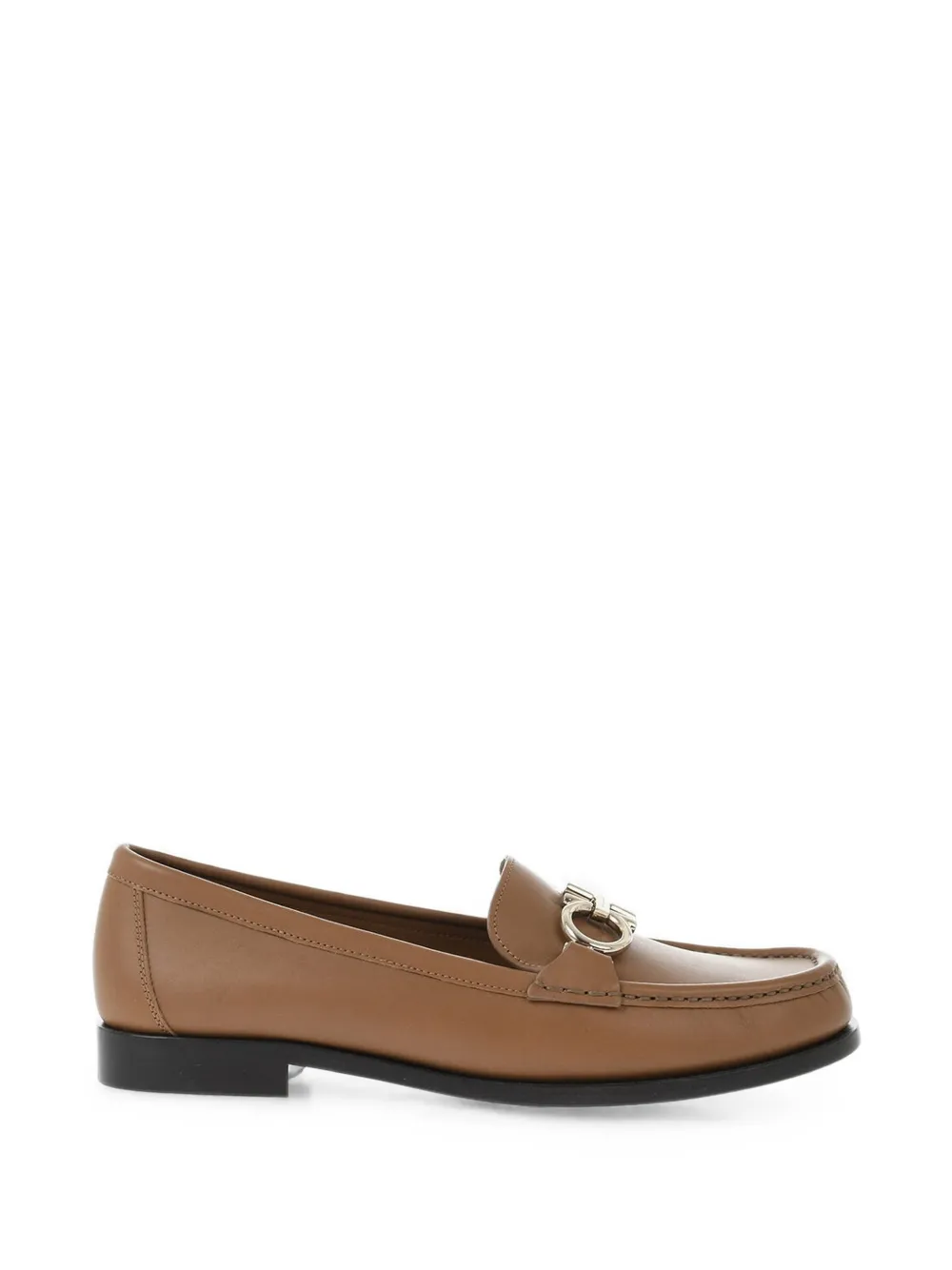 Ferragamo Gancini-plaque leather loafers Beige