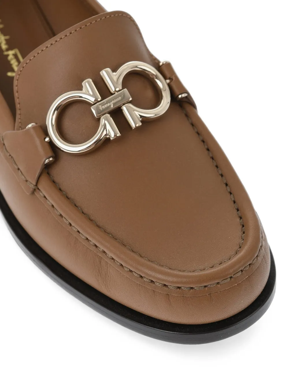 Ferragamo Gancini-plaque leather loafers Beige