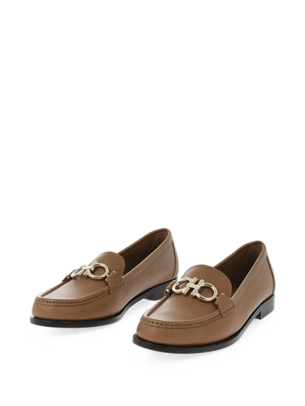 Ferragamo Gancini-plaque leather loafers Beige