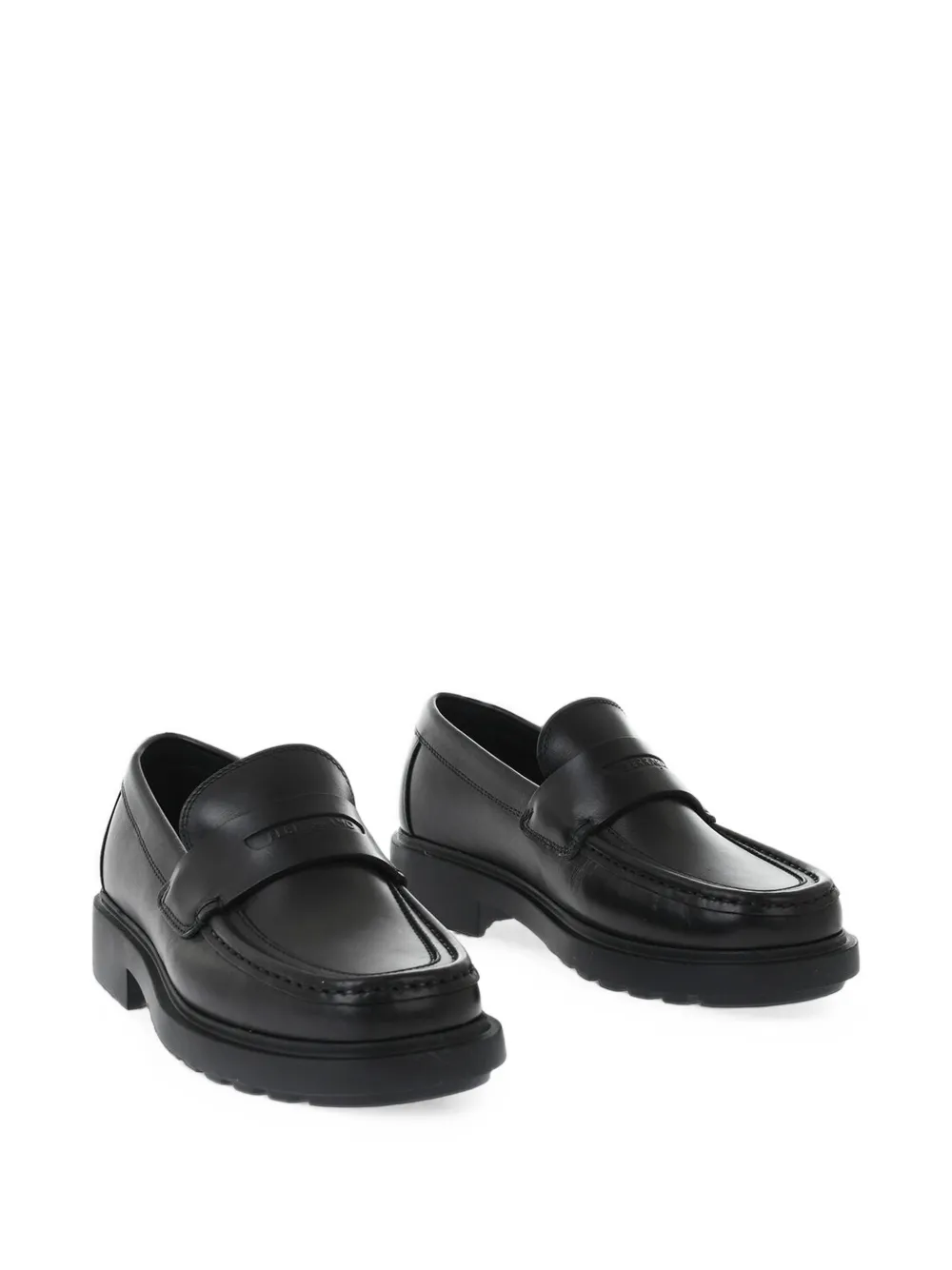 Ferragamo logo-embossed leather loafers Zwart