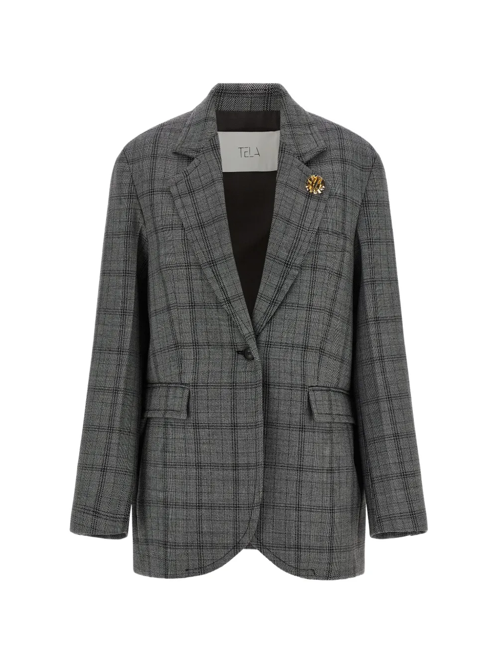 Tela Prince of Wales brooch-detail blazer - Grau