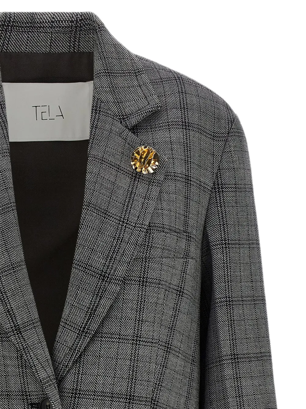 Tela Prince of Wales blazer met broche Grijs