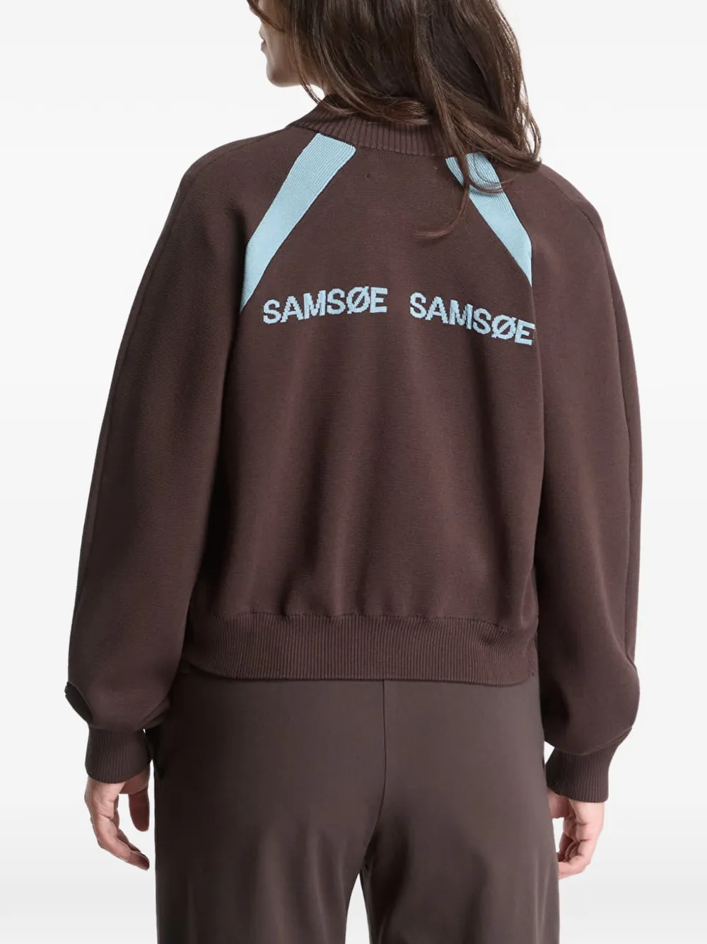SAMSOE Savala vest met geborduurd logo en rits Bruin