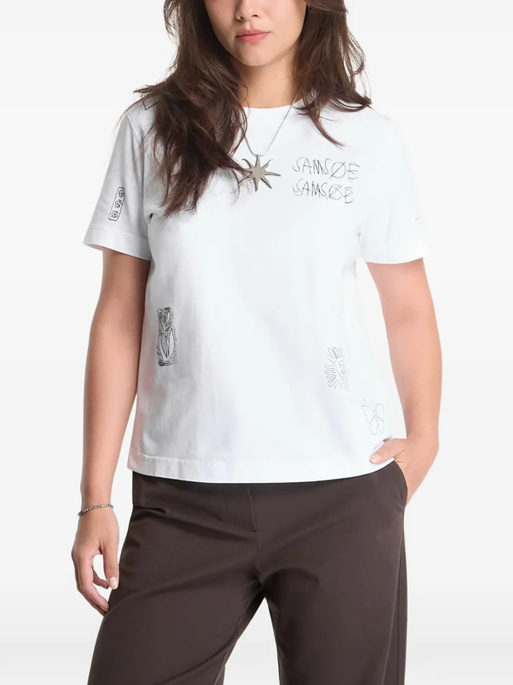 Samsoe & Samsoe Sacamino Ss Graphic-print T-shirt In White