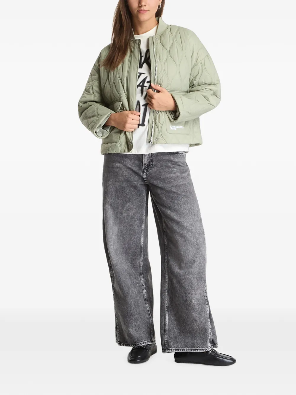 Karl Lagerfeld Jeans Bomberjack met logoprint Groen