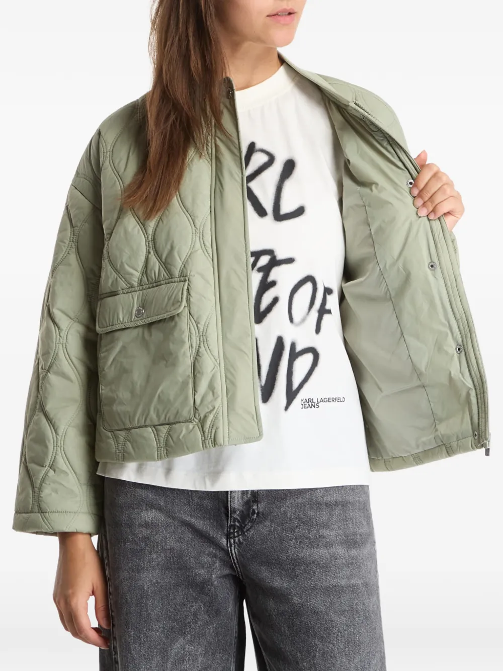 Karl Lagerfeld Jeans Bomberjack met logoprint Groen