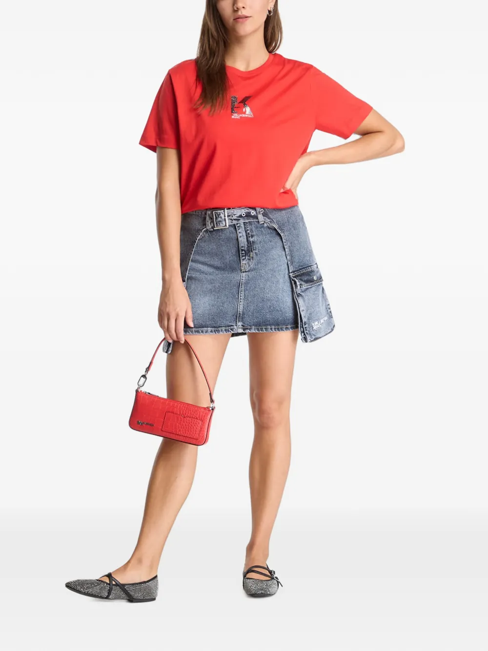 Karl Lagerfeld Jeans T-shirt met K-logoprint Rood