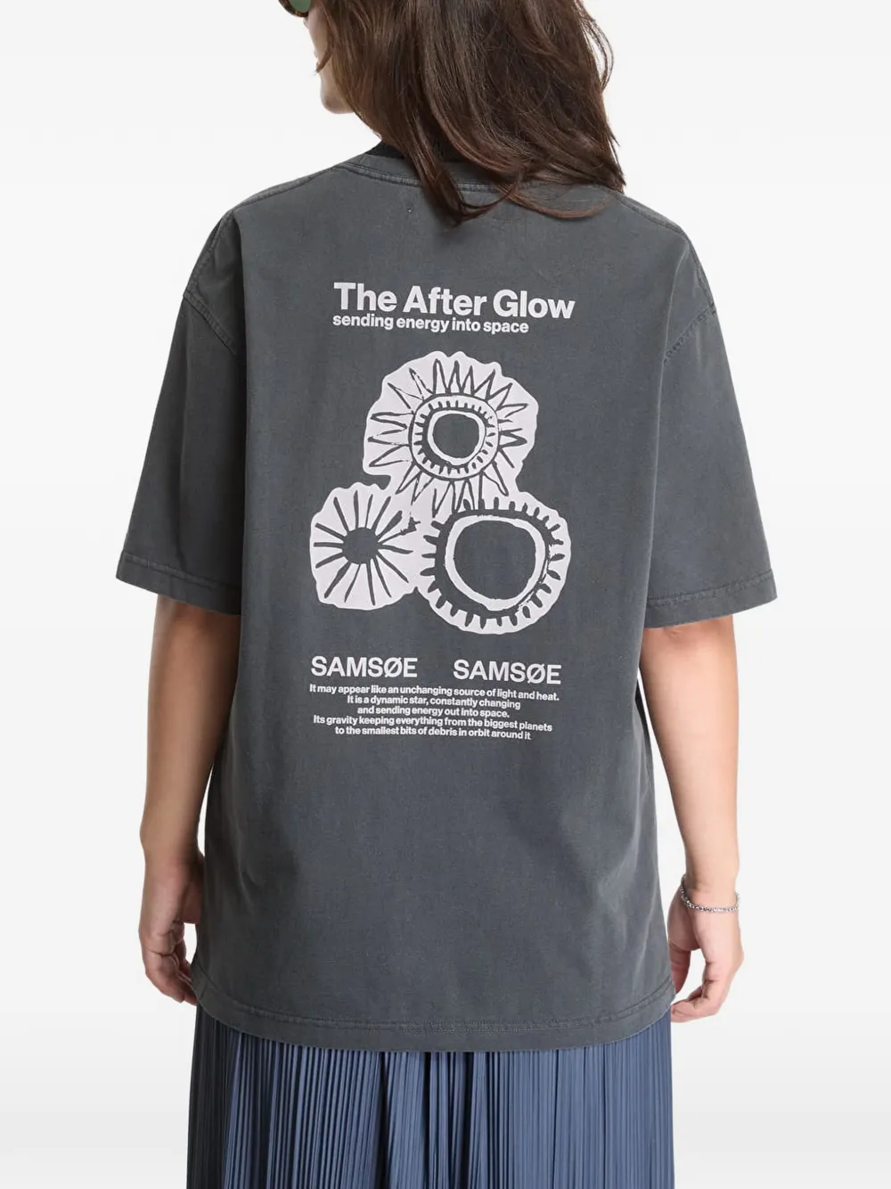 SAMSOE Sauni T-shirt met grafische print Grijs