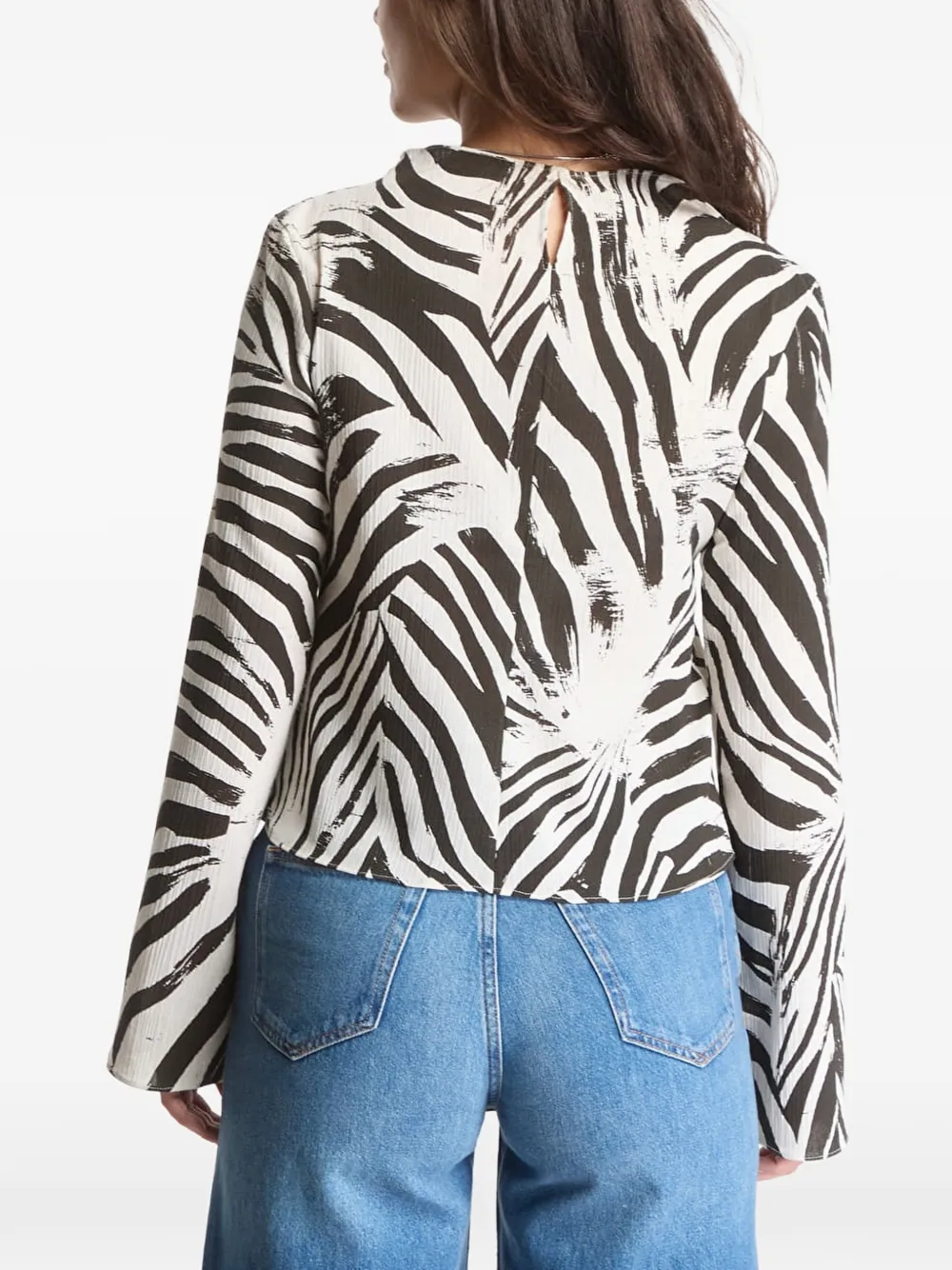 SAMSOE Samiller top met lange mouwen en zebraprint Wit