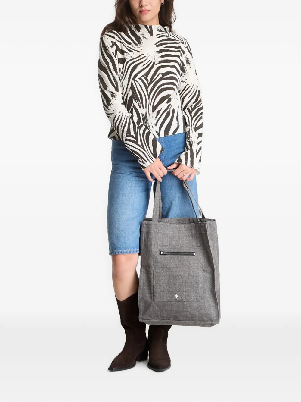 SAMSOE Samiller top met lange mouwen en zebraprint Wit