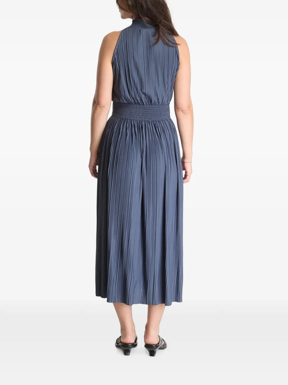 SAMSOE Uma geplooide midi-jurk met plissé-effect Blauw