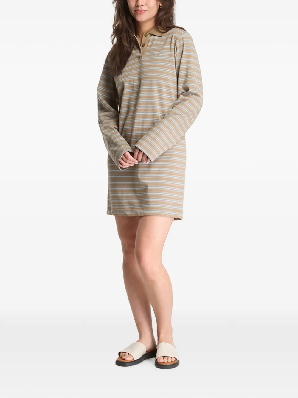 SAMSOE Mini-jurk met lange mouwen en strepen Beige