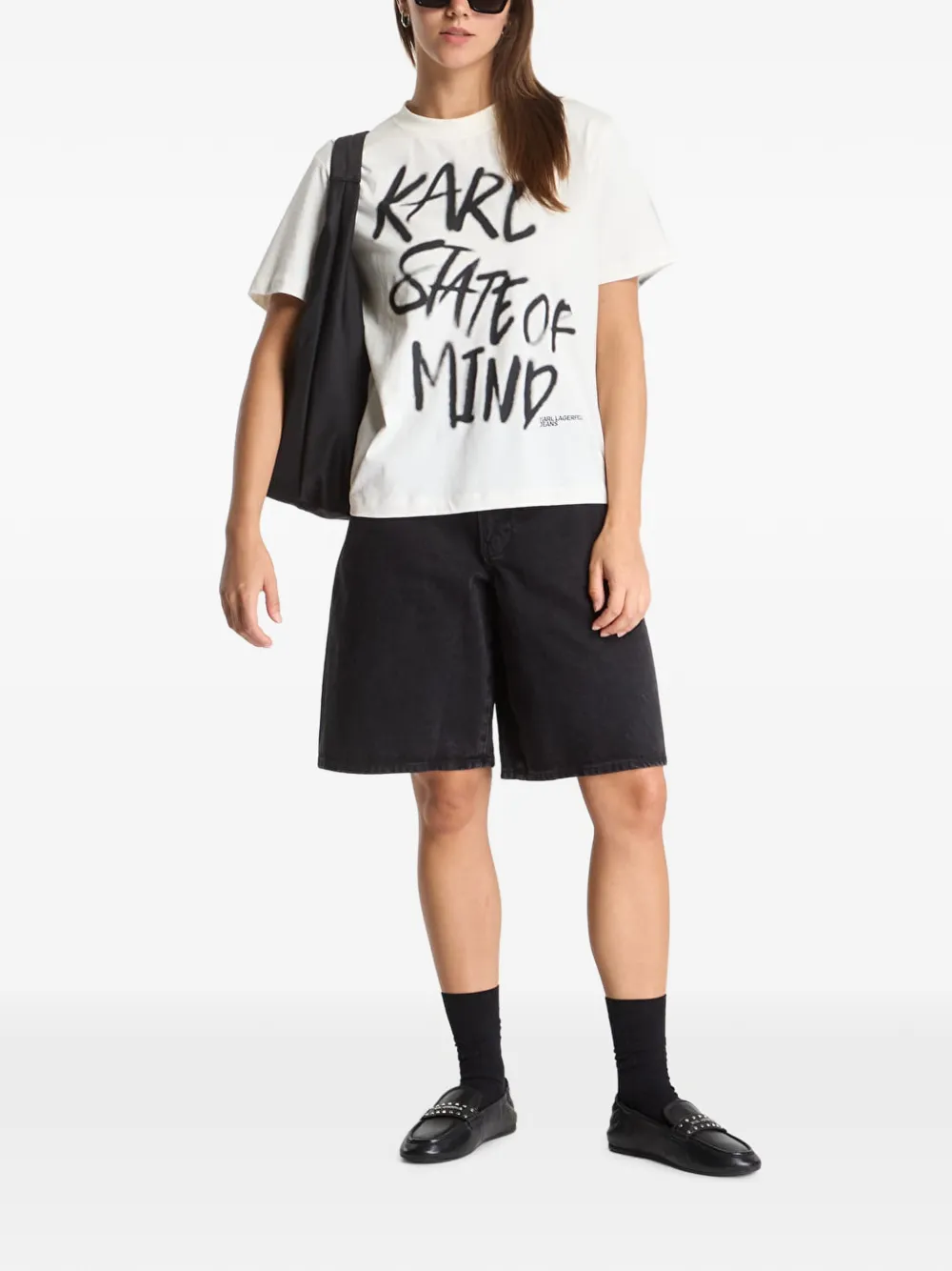 Karl Lagerfeld Jeans T-shirt met tekst Beige