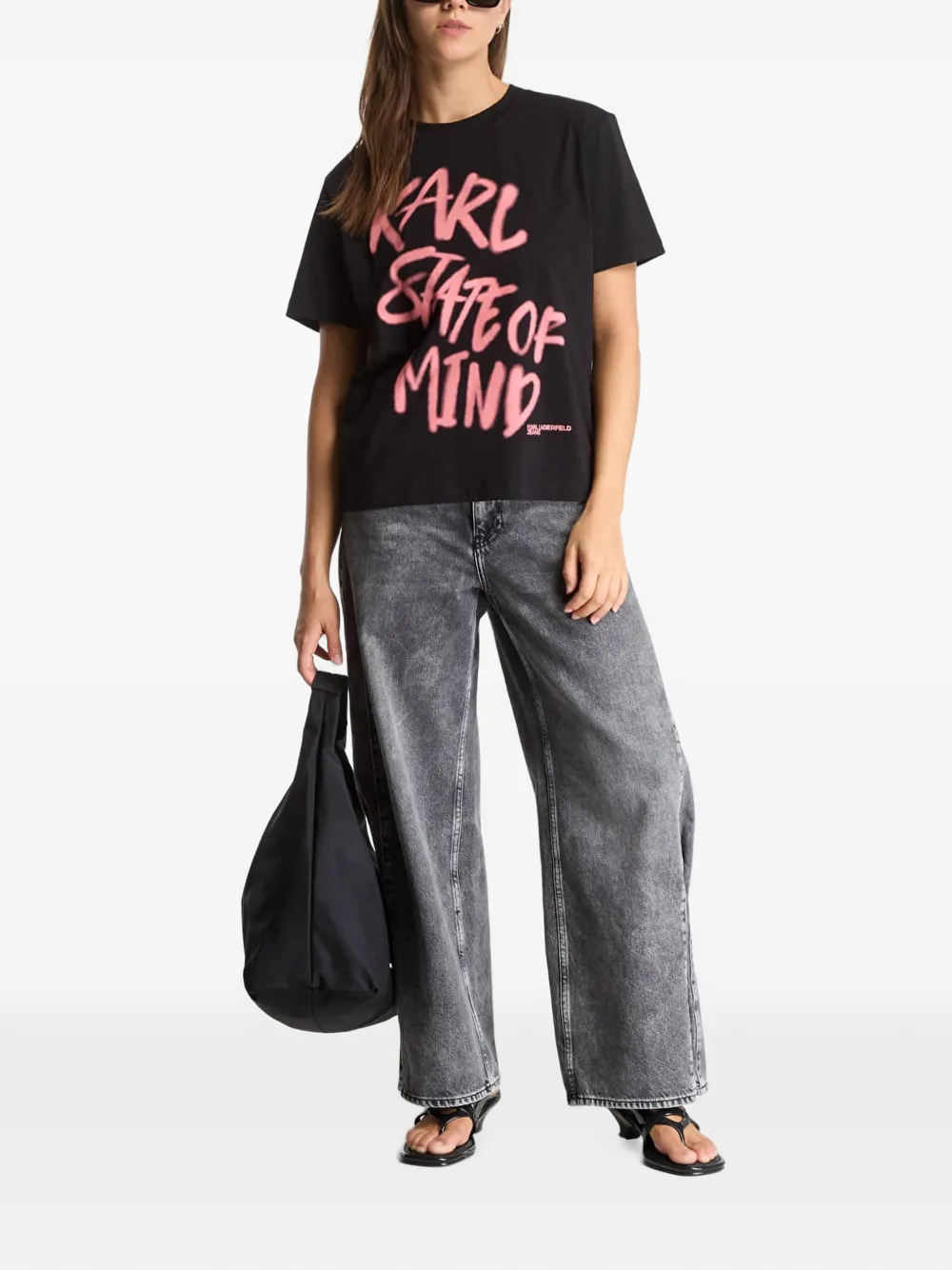 Karl Lagerfeld Jeans T-shirt met tekst Zwart